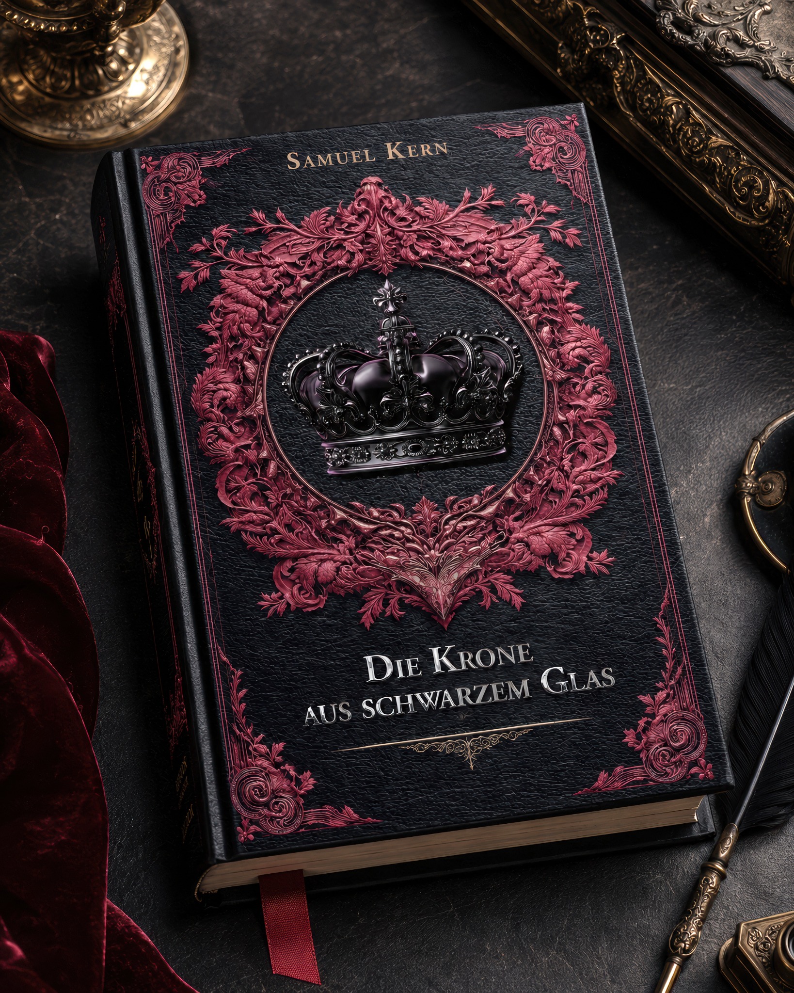 Book cover concept for Die Krone aus schwarzem Glas